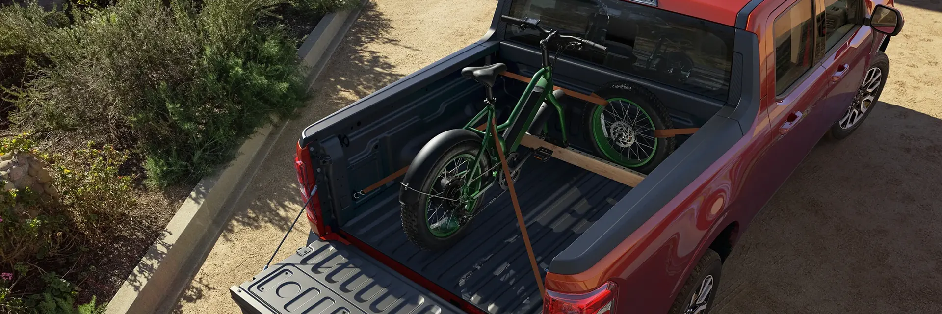 2022 Ford Maverick Flexbed Maverick with bike in flexbed bikerack configuration