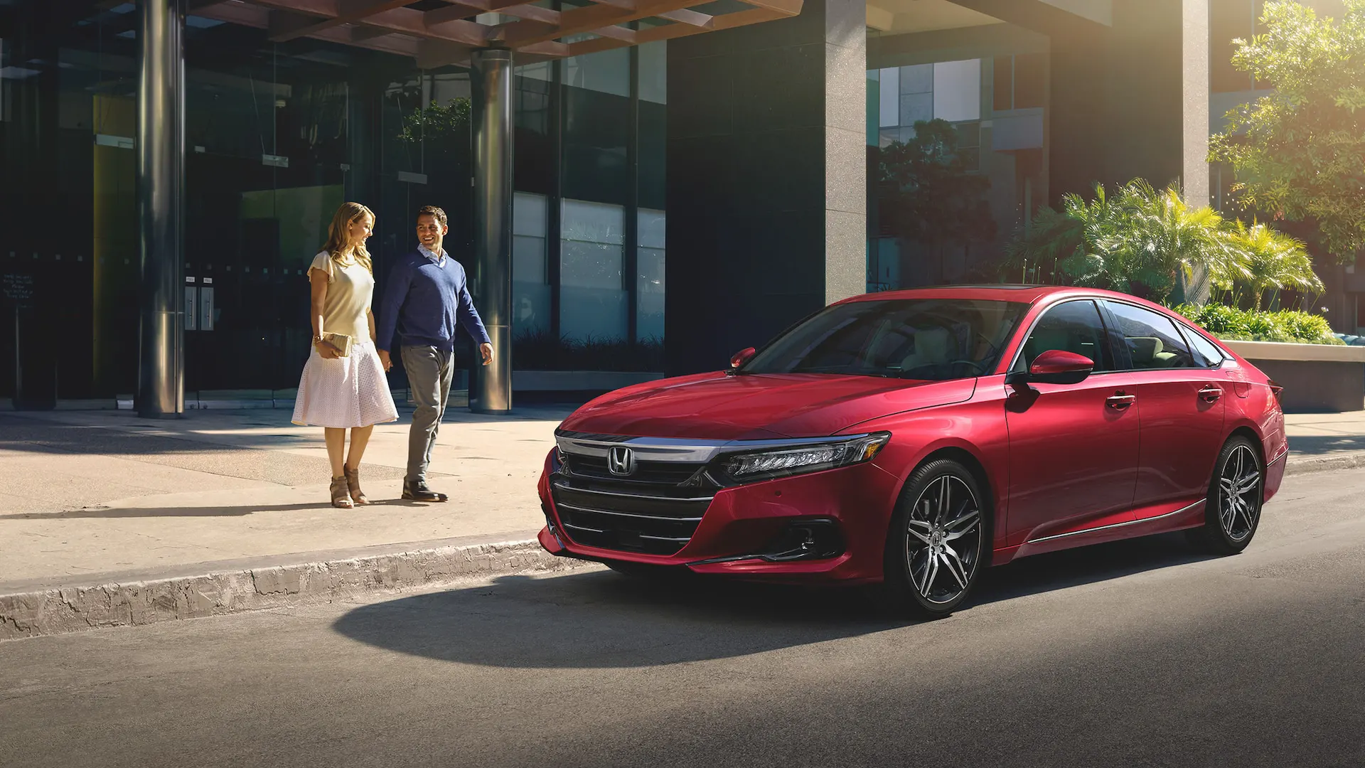 2021 Honda Accord Exterior Couple approaching Accord parked on street
