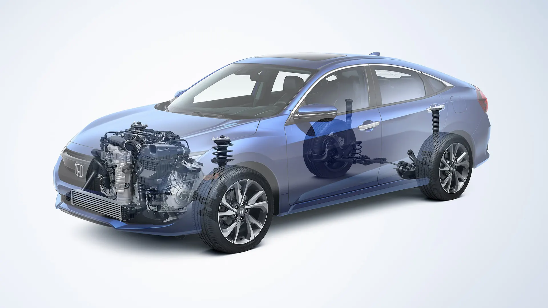 2021 Honda Civic Capability Civic x-ray of drivetrain motor and steering technology