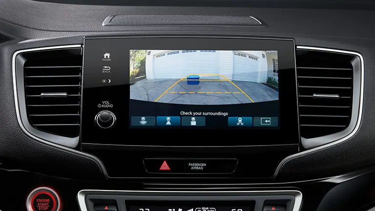 2021 Honda Pilot Safety Pilot's Display Audio Touchscreen showing Multi-Angle Rearview Camera while backing up