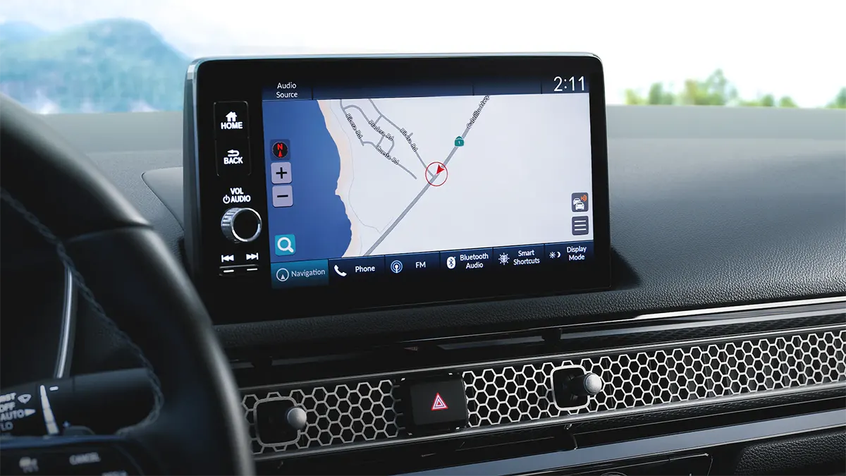 2022 Honda Civic Sedan Technology Civic center console showing navigation system on touchscreen display