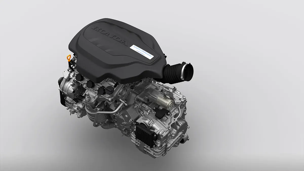 2022 Honda Odyssey Odyssey's V6 engine isolated on gray background