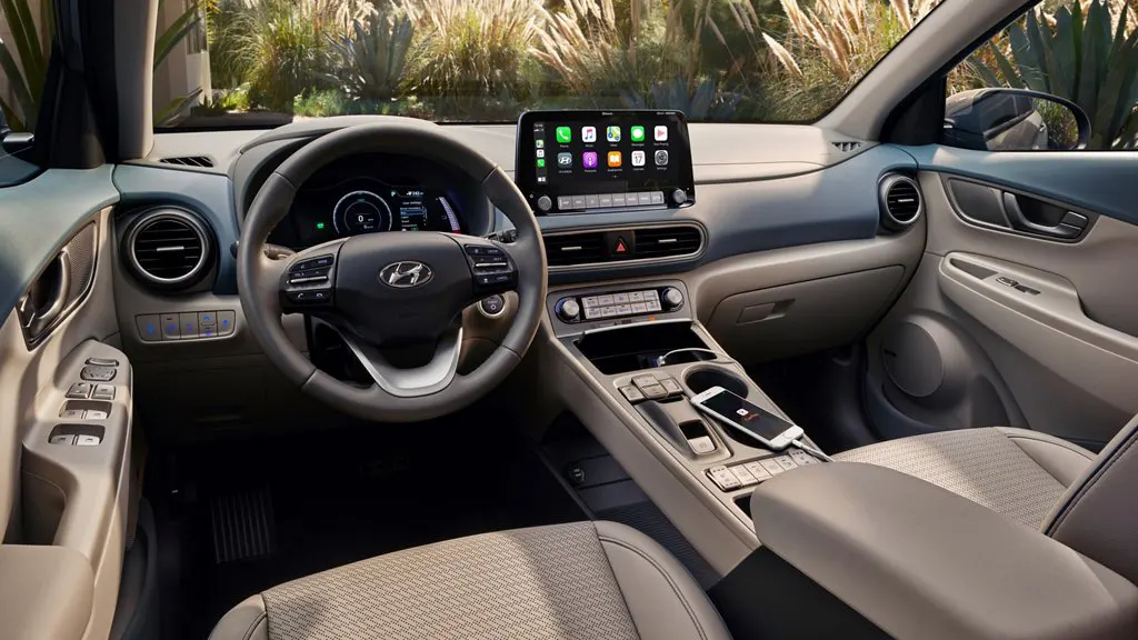2021 Hyundai Kona - Design View of Kona interior dashboard with connected phone