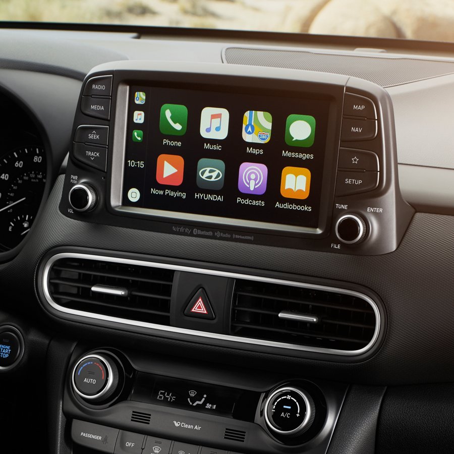 2021 Hyundai Kona - Technology Center console touchscreen shown with apps