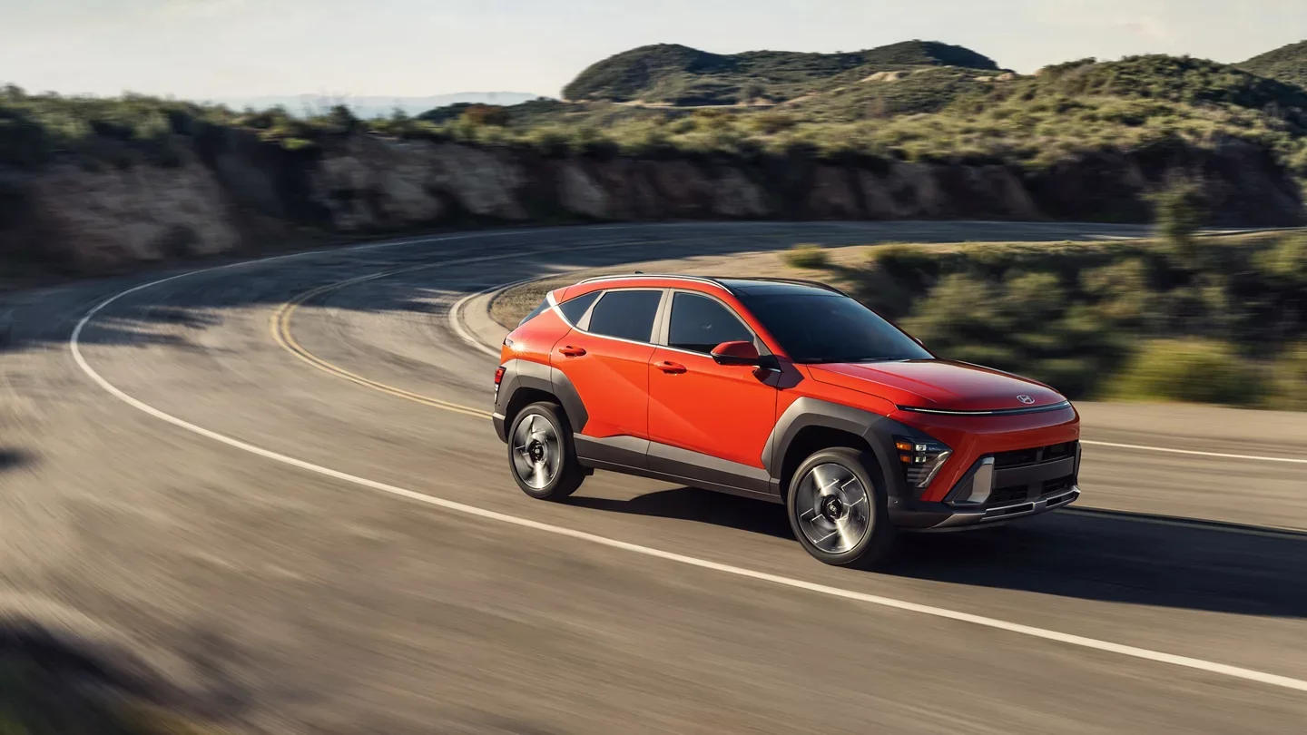 2024 Hyundai Kona - Performance 2024 Hyundai Kona driving around corner