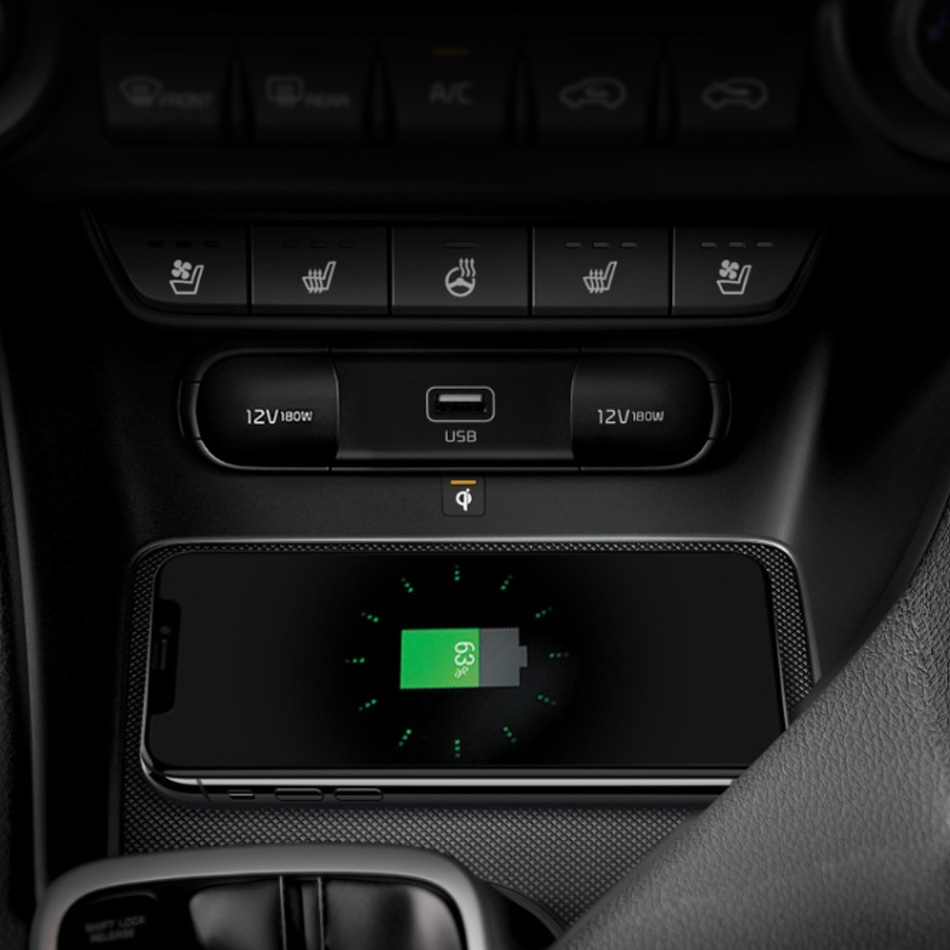 2021 Kia Sportage - Technology 2021 Kia Sportage closeup of wireless charging