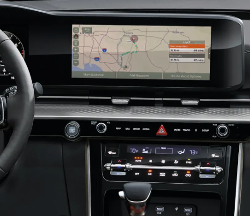 2022 Kia Carnival MPV - Technology 12.3 inch screen display inside the 2022 Kia Carnival MPV with navigation maps