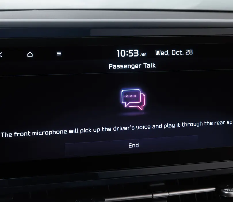 2022 Kia Carnival MPV - Technology Passenger Talk feature being used in the 2022 Kia Carnival MPV