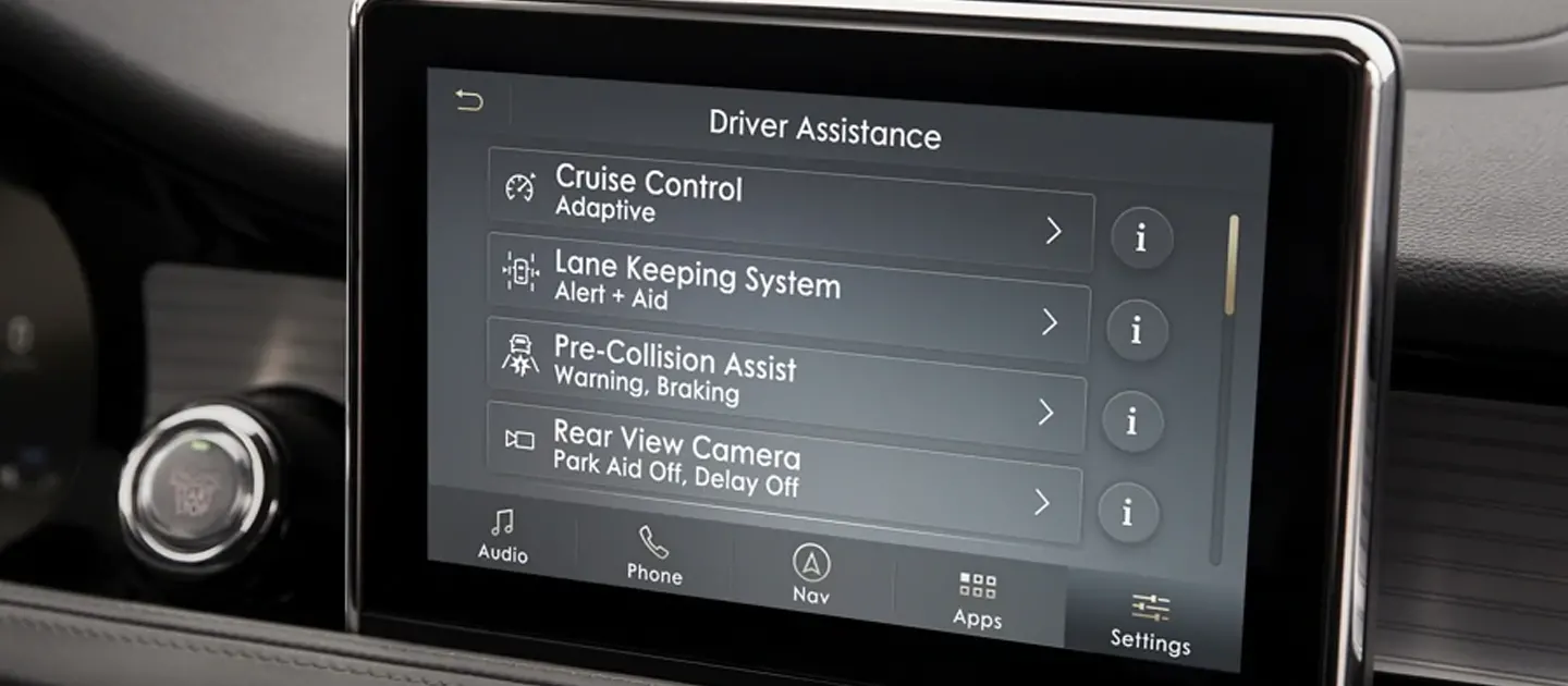 2021 Lincoln Corsair - Safety 2021 Lincoln Corsair with the Driver Assistance open on screen