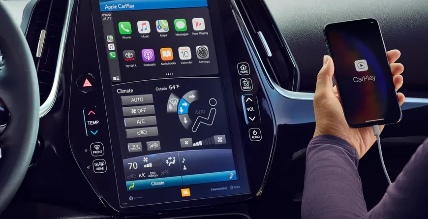 2021 Toyota Prius Prime Tech Apple CarPlay inside the 2021 Prius Prime