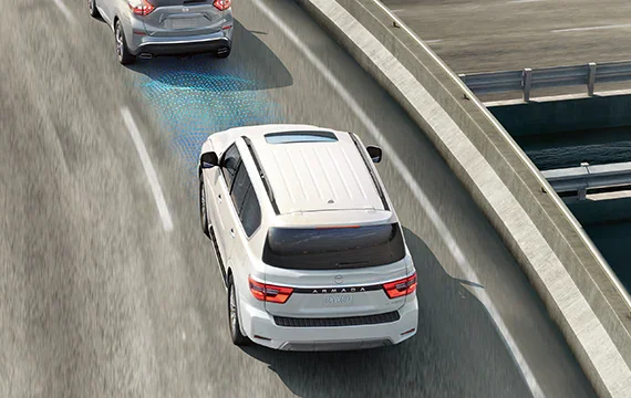 Armada driving on highway