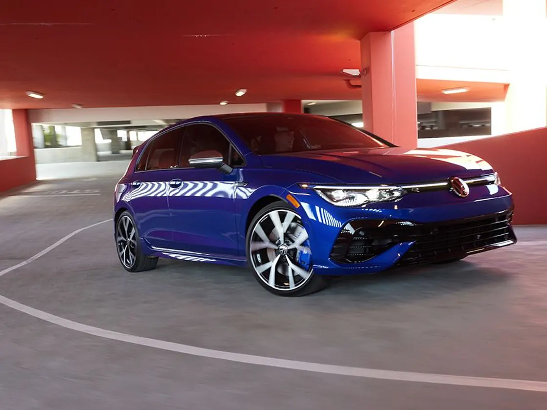 VW Golf R driving around corner