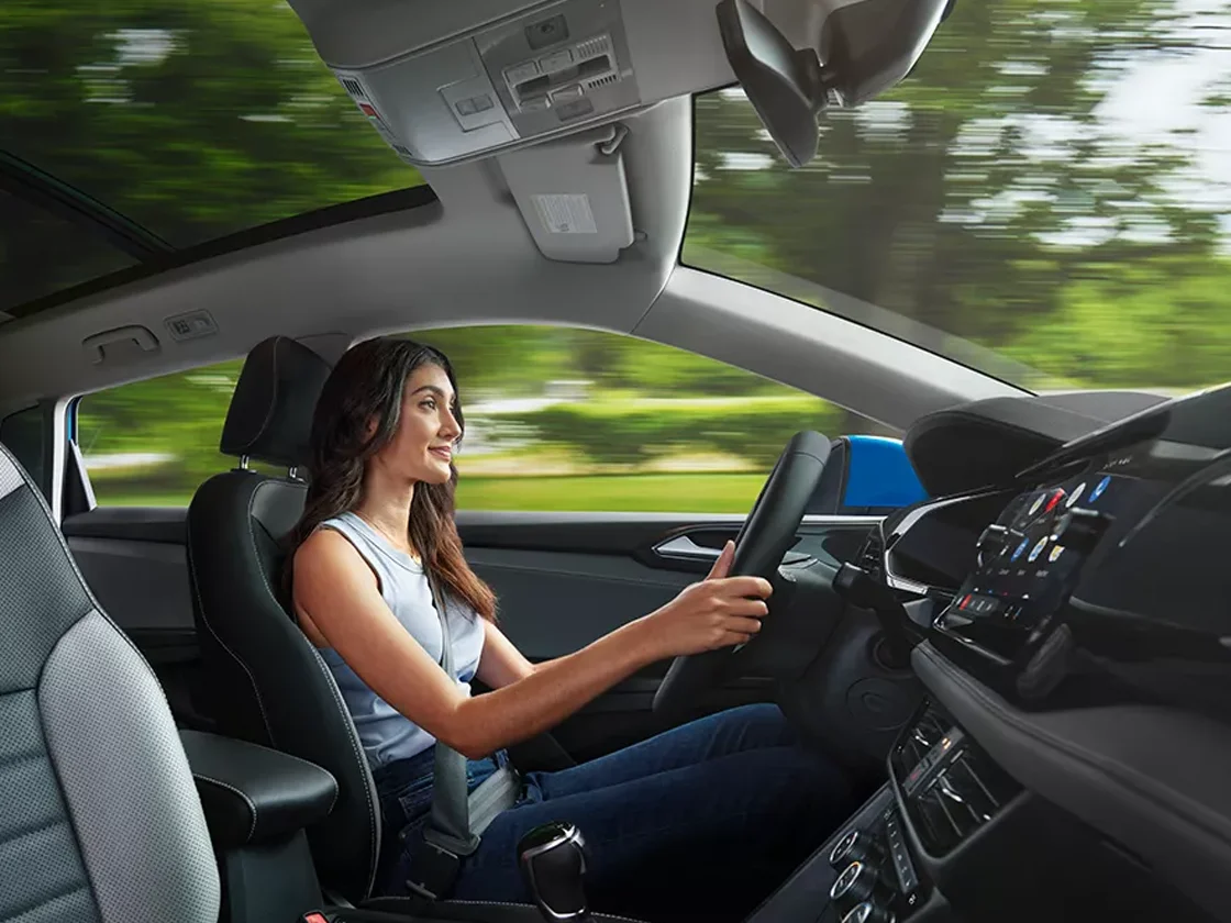 Woman Driving down the road